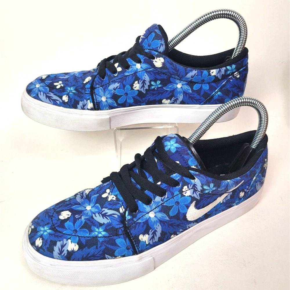 Nike Canvas Premium Floral Mens Skate Shoes Deep Royal Blue Sz 7 Low-Top Sneak